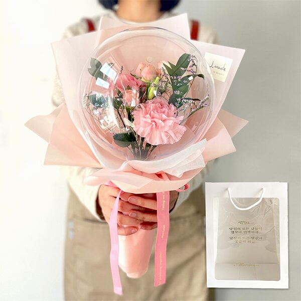 조명 레터링 풍선 생화꽃다발+레터링 쇼핑백 2color