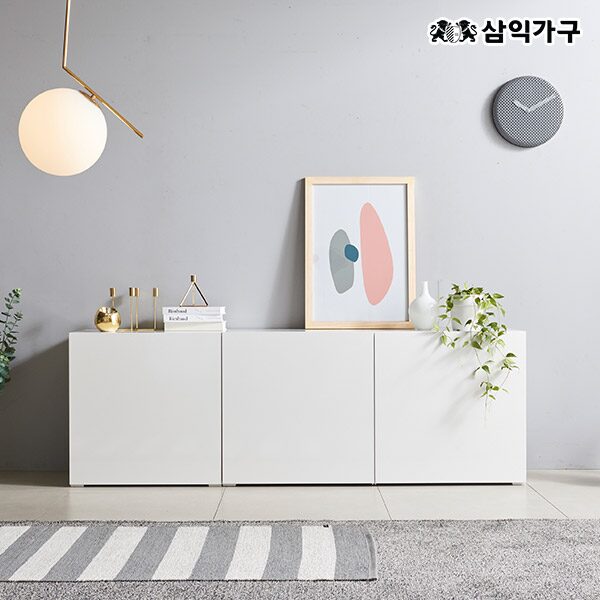 1+1 로맨스 미니멀 거실장 수납장 1800세트 (1200+600)