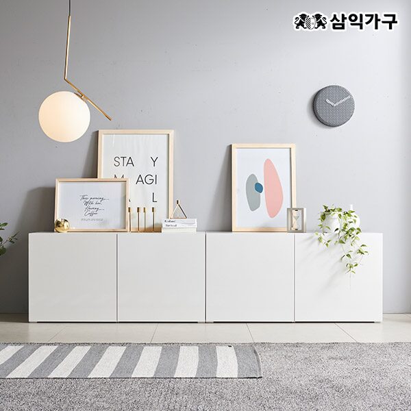 1+1 로맨스 미니멀 거실장 수납장 2400세트 (1200+1200)