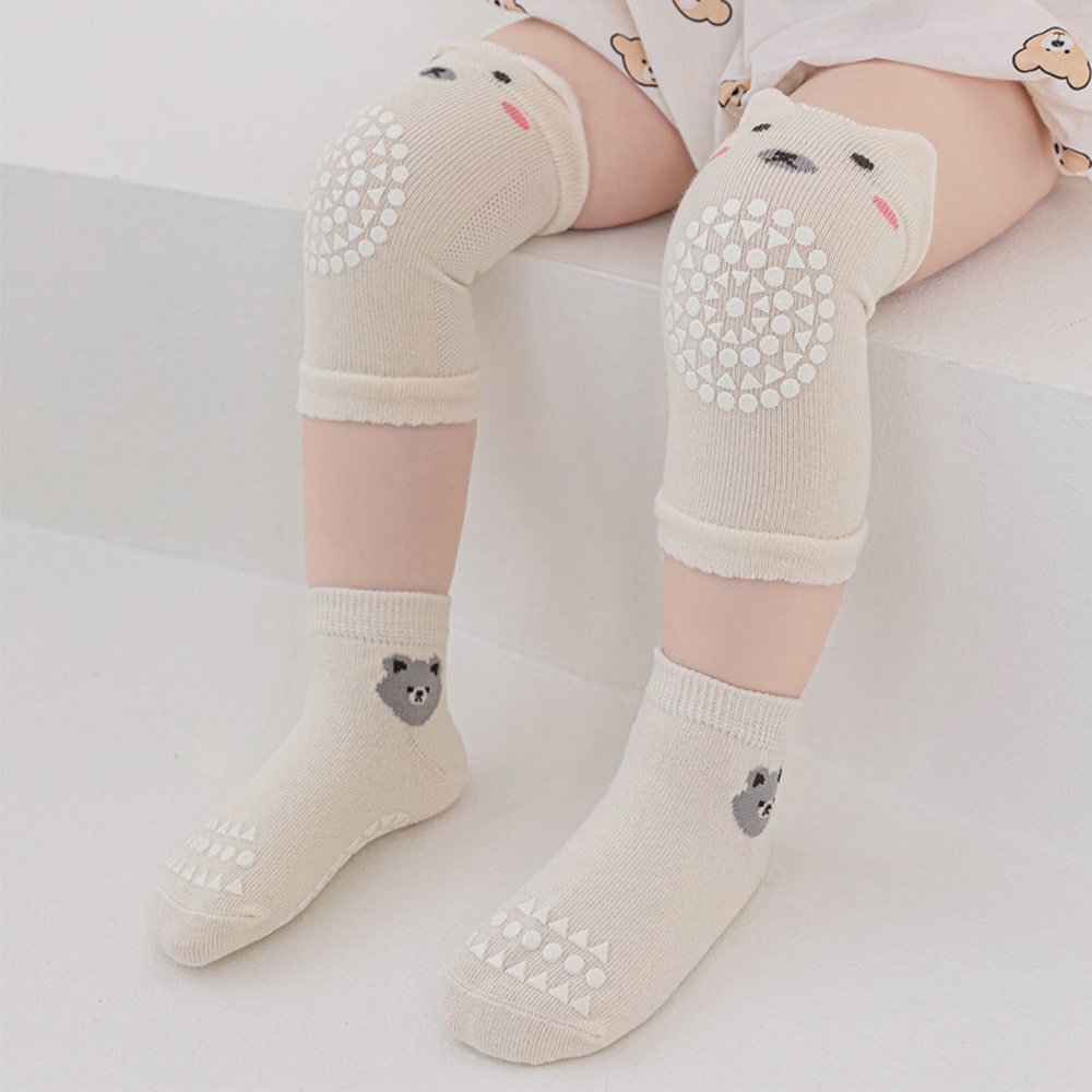 이모티콘 미끄럼방지 유아 양말 무릎보호대세트(S-M) 204994