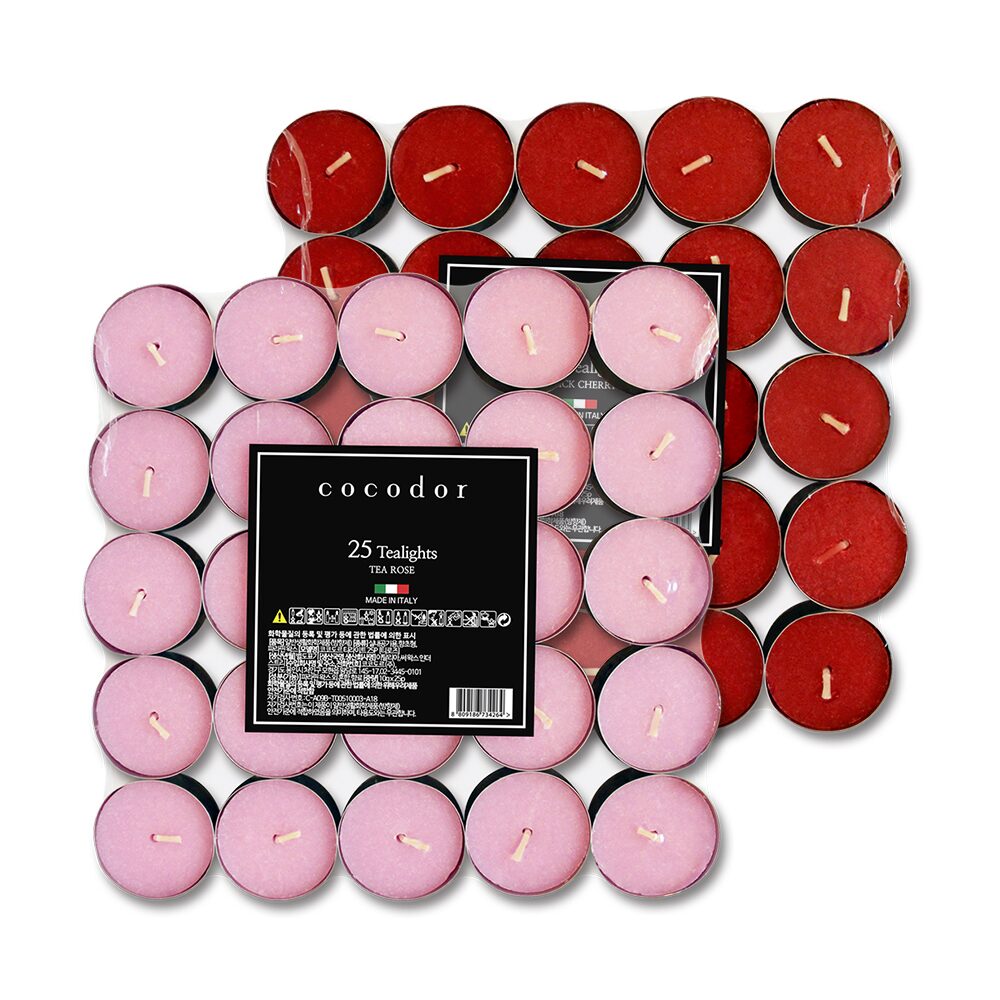 1+1 아로마 티라이트 25P X 2세트 (9가지향 미니양초 테이블 향초)