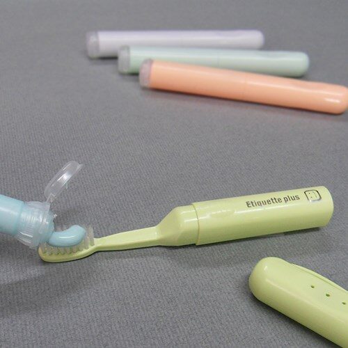 트래블이지 휴대용 올인원칫솔(치약보관용기+ 칫솔+컵) 핑크 2p + 블루 2p세트