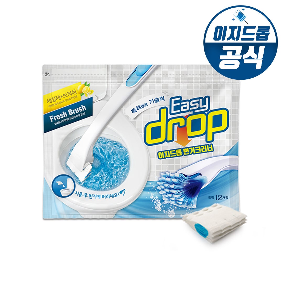 변기크리너 리필브러쉬 1팩 (12개입/핸들 미포함)/ 변기세정제 변기청소 변기청소리필