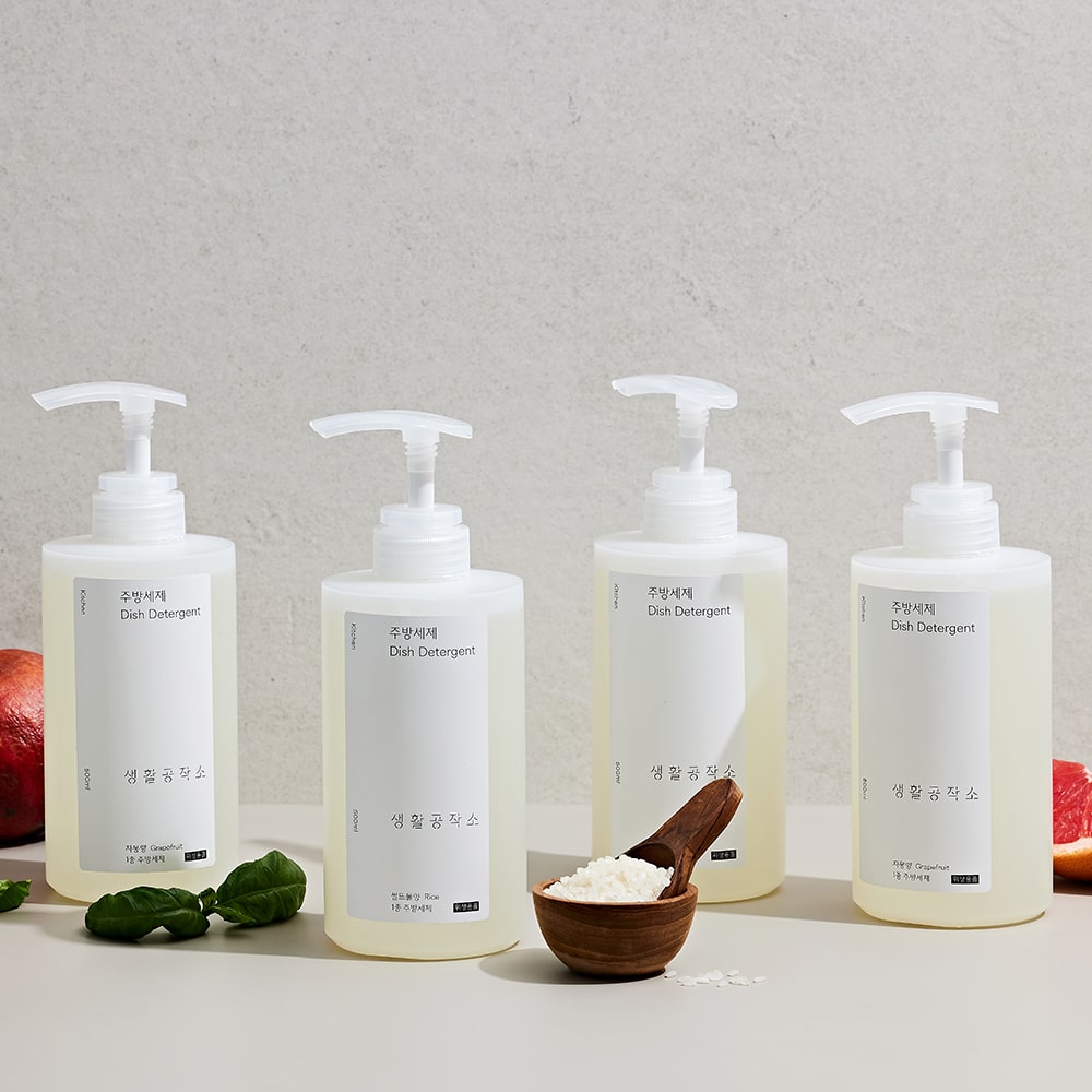 주방세제 용기 500ml x 4입 (자몽/쌀뜨물/바질 향)