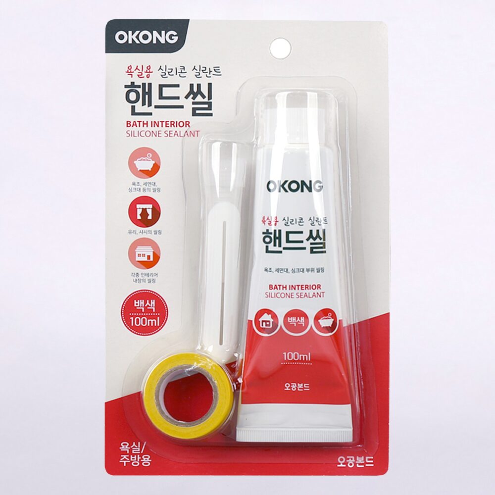 오공몰 오공 욕실용 핸드씰 세트 가정용 바이오 실리콘 100ml 백색 투명 걸레받이 튜브형