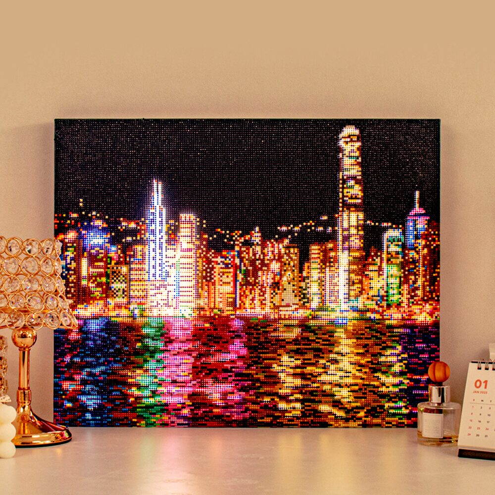 DIY 고급형 LED 보석십자수 (캔버스형) 100만불 야경 40X50cm
