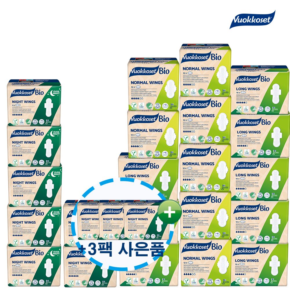 뷰코셋 NEW 유기농 순면 생리대 홈쇼핑세트 혼합 22팩+ 사은품 나이트윙 3팩