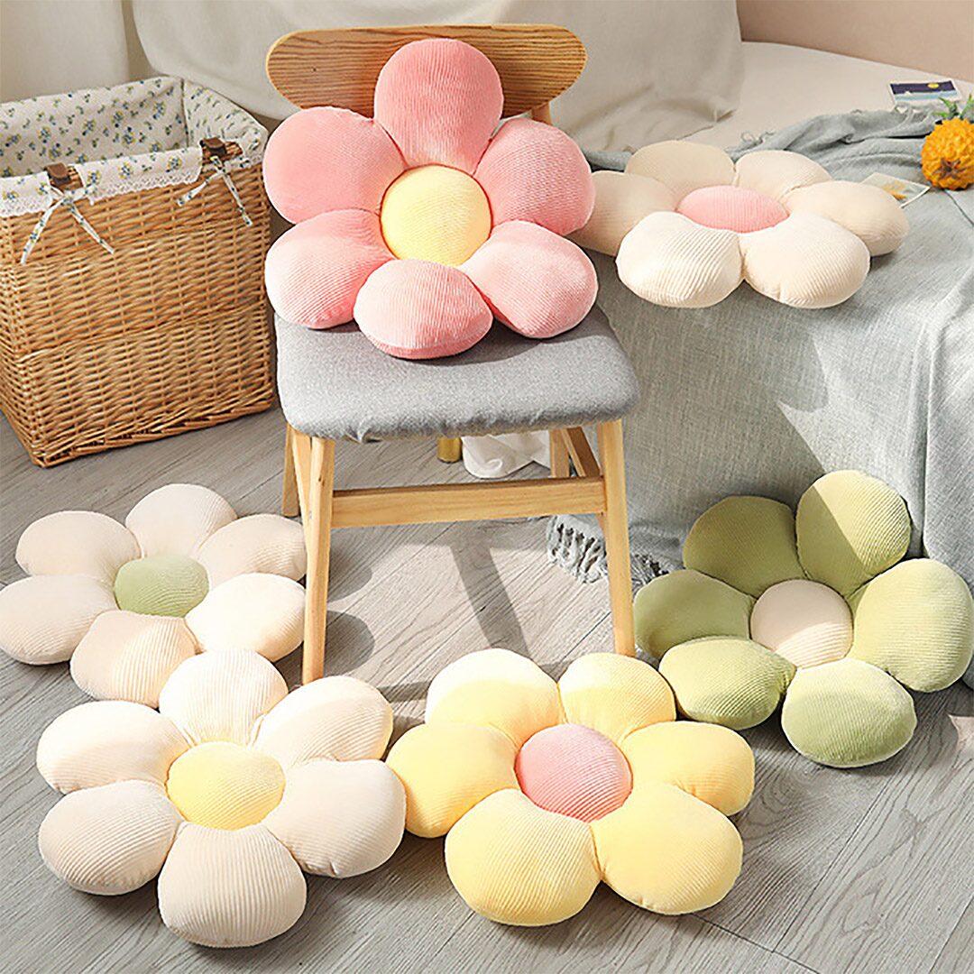 로맨틱 감성 애착 데이지 플라워 쿠션 방석 쇼파 의자 꽃 등받이 2size 6color