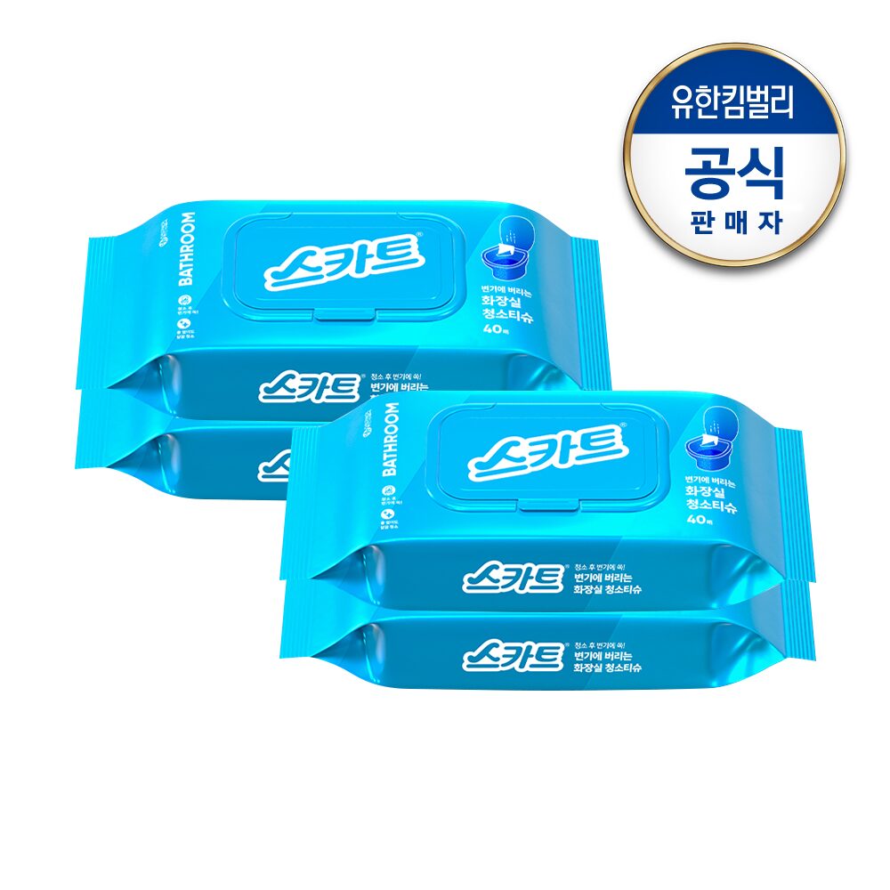 변기에 버리는 화장실 청소티슈 40매x4팩
