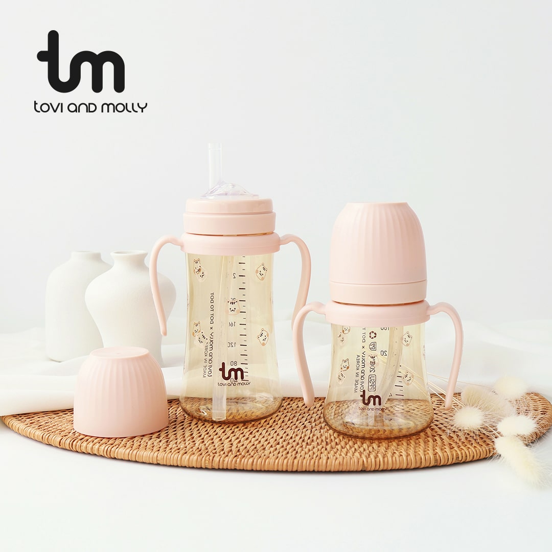 돗투돗X콜라보 브랜드 돗람이 빨대컵 180ml 핑크 / 바닐라