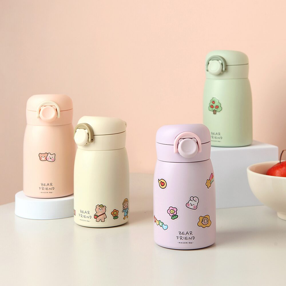 베어프렌드 미니 원터치 보온 보냉 유아 어린이 유치원 물병 4colors