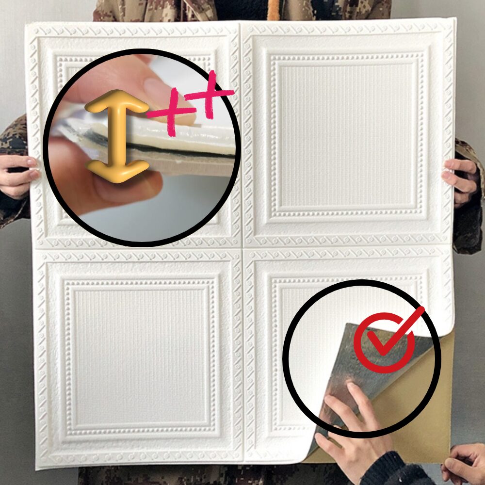 국내 최초7mm 벽지스티커 단열 폼블럭 시트지 웨인스코팅 포인트벽지 70x70cm 10장