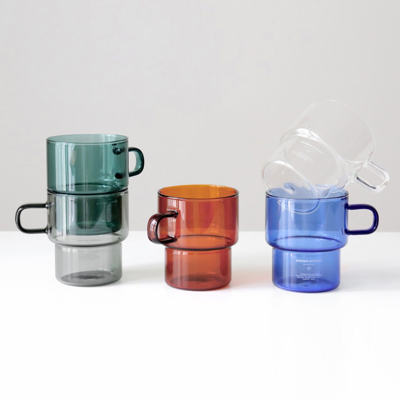 스태커블 내열유리 글라스 머그 400ml 2P세트 (5colors)