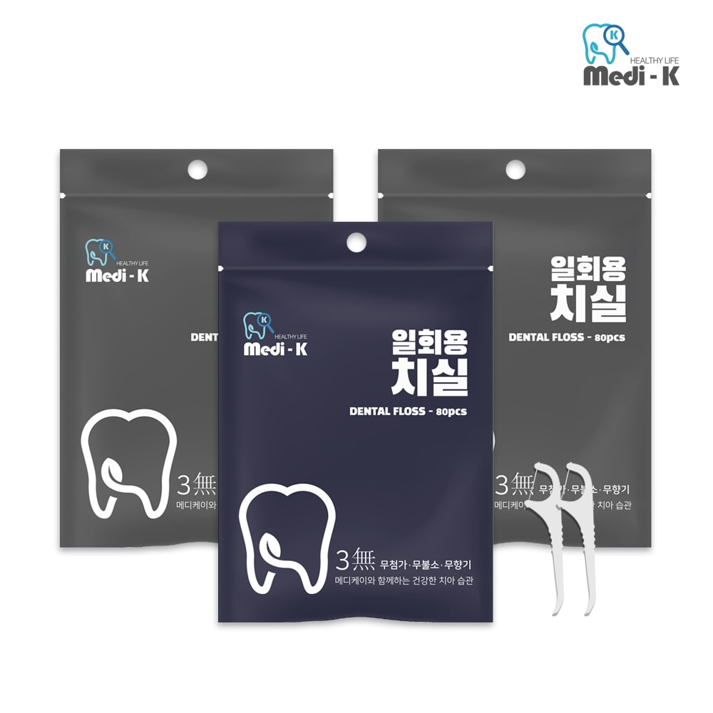 국내생산 일회용 치실 80p x 3 케이스 증정