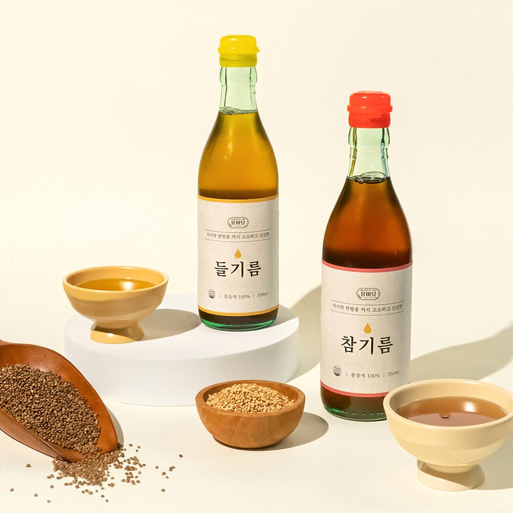 저온압착 참기름 350ml 2병 외 들기름 1회 착유 통참깨 사용