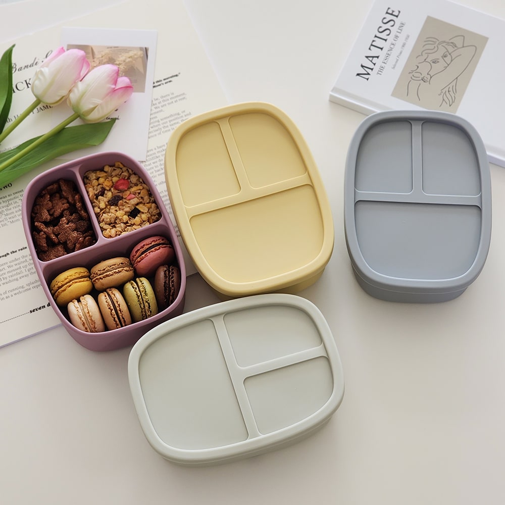 실리콘 도시락통 3칸 4colors