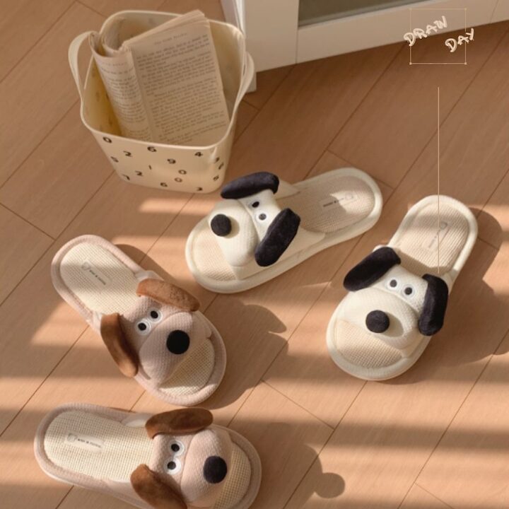 거실 실내화 슬리퍼 여름 실내화 강아지 커플 층간소음 린넨 실내 슬리퍼 룸슈즈 사계절