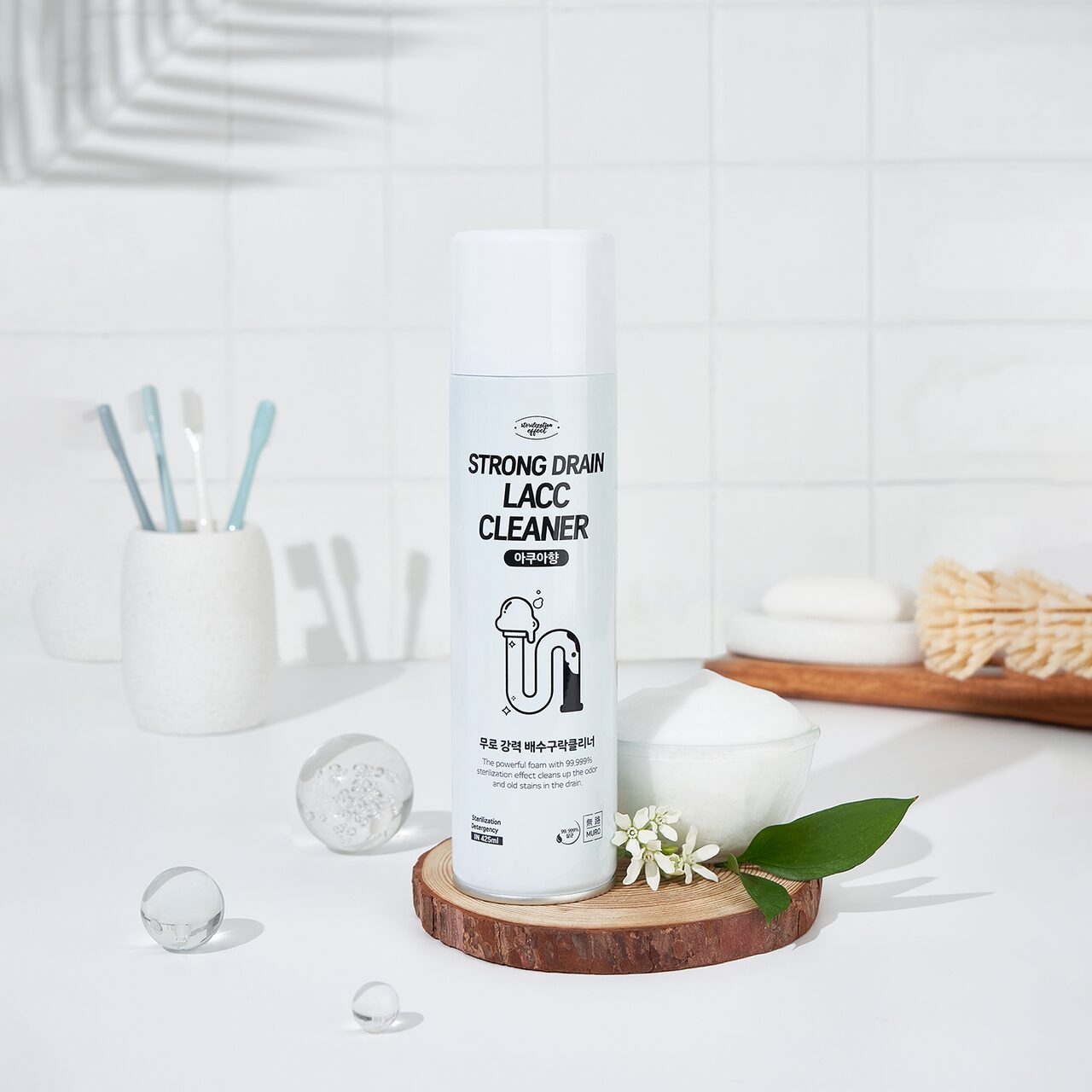 강력 배수구 락클리너 아쿠아향 425ml+호스 50cm 1세트