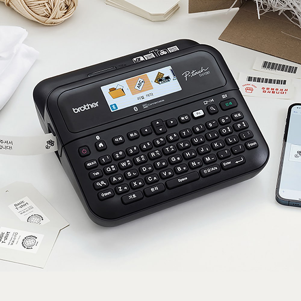 PT-D610BT 라벨프린터 쿼티키보드 블루투스, 유무선 연결지원