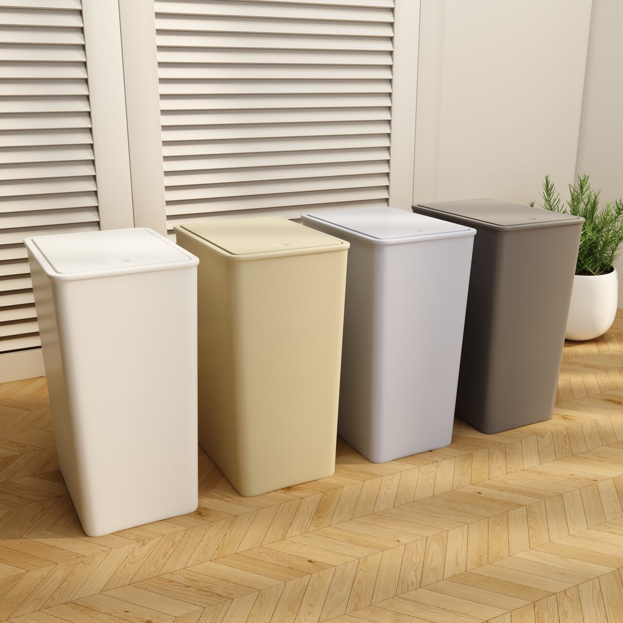 예쁘고 편리한 파스텔 컬러 슬림 원터치 쓰레기통 4colors