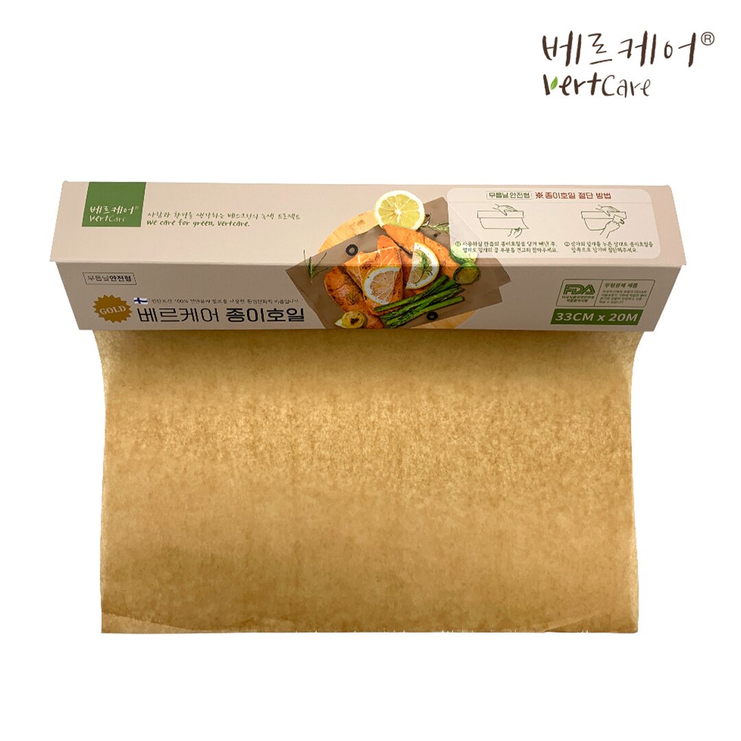 베르케어 천연펄프 롤타입 종이호일 골드 쿠킹호일 33cm x 20m 1개