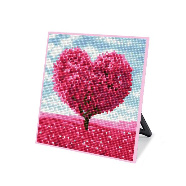 DIY 보석십자수 스탠드형 큐트 20x20cm DS65_(소)핑크하트나무
