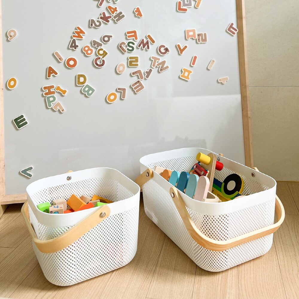 아이방 장난감 인형 정리 수납 바구니 교구 놀이감 정리함 주방 욕실 플라스틱 메쉬 바스켓