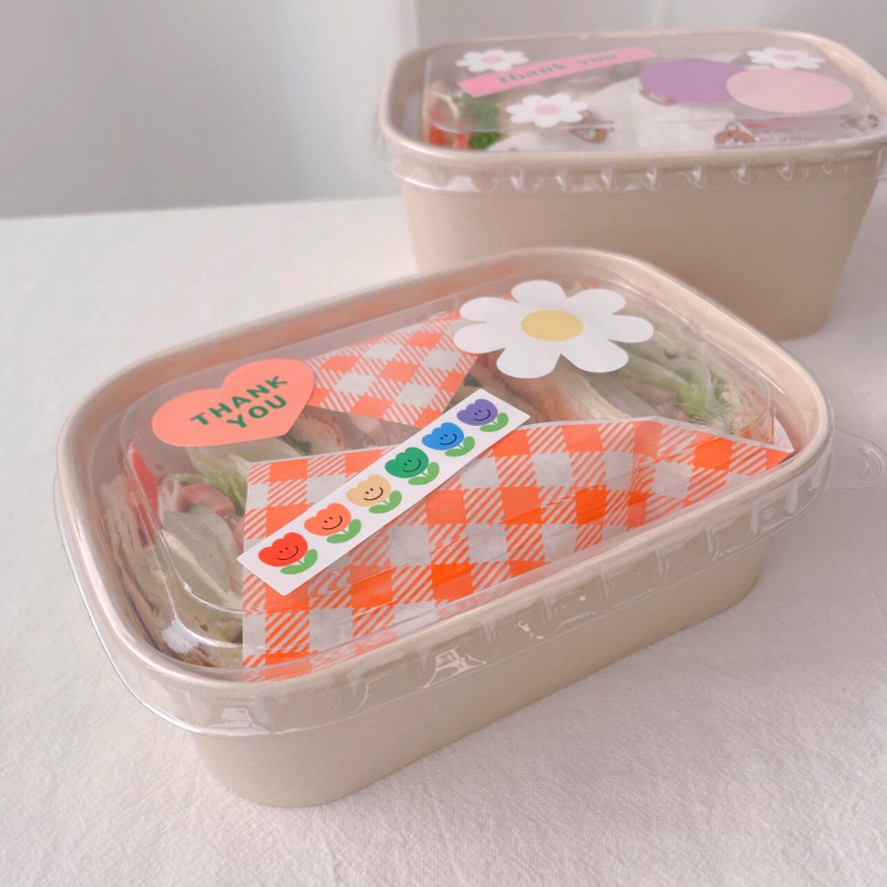 튼튼한 일회용 포장 용기 크라프트 샌드위치 케이스 샐러드 김밥 떡 포장 용기