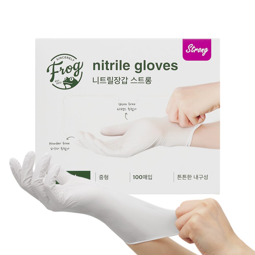 고중량으로 더욱 튼튼한 니트릴장갑 스트롱 파우더프리 100매입 (3size)