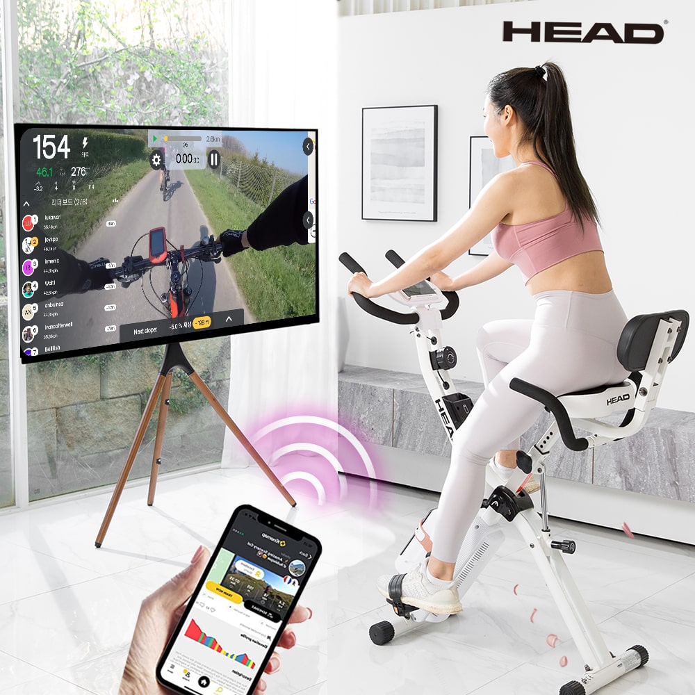 HEAD 블루투스 내장된 접이식 실내자전거 BC3100 즈위프트 키노맵연동