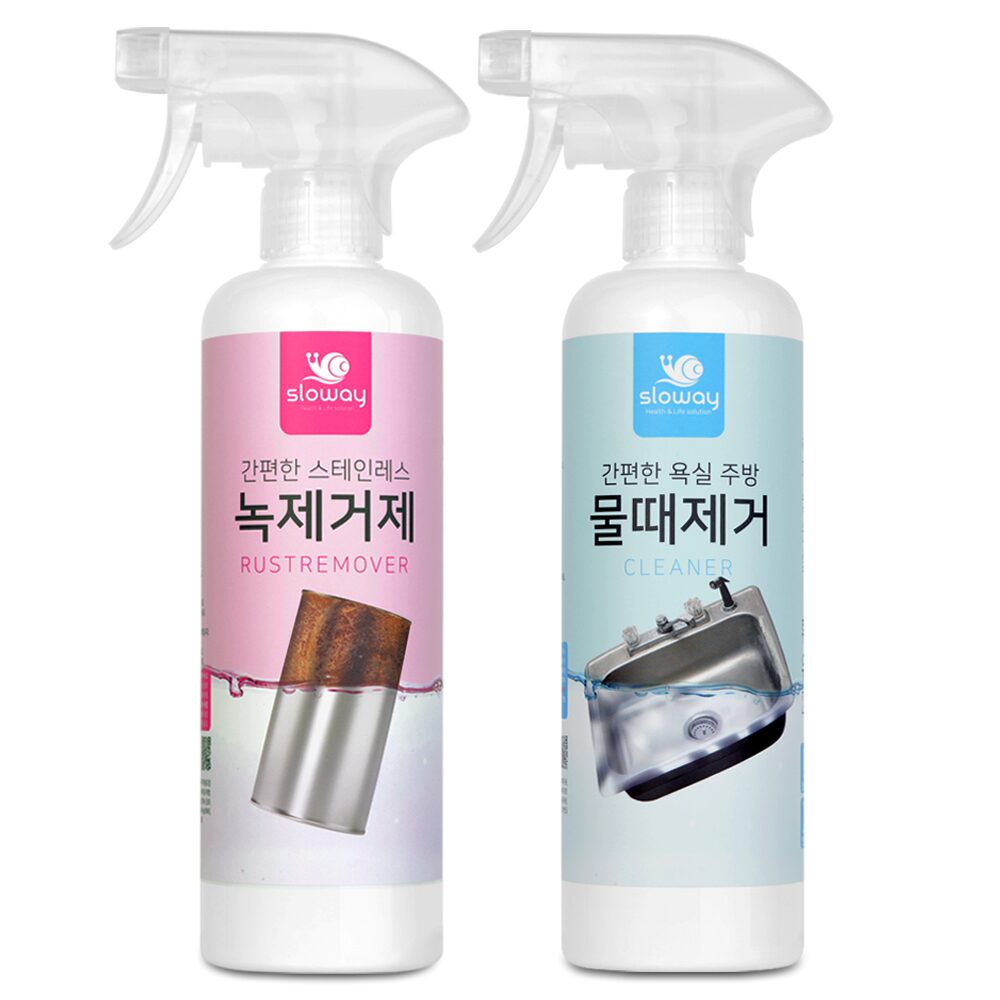 주방 욕실 유리 샤워부스 물때제거 500ml + 욕실 주방 스테인레스 녹제거제 500ml