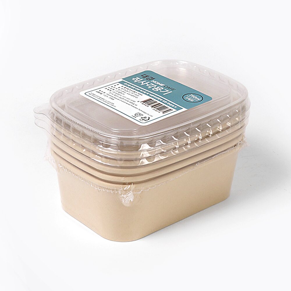 홈카페 둥근 직사각 종이용기+뚜껑 볶음밥 닭강정 포장 750ml 5세트