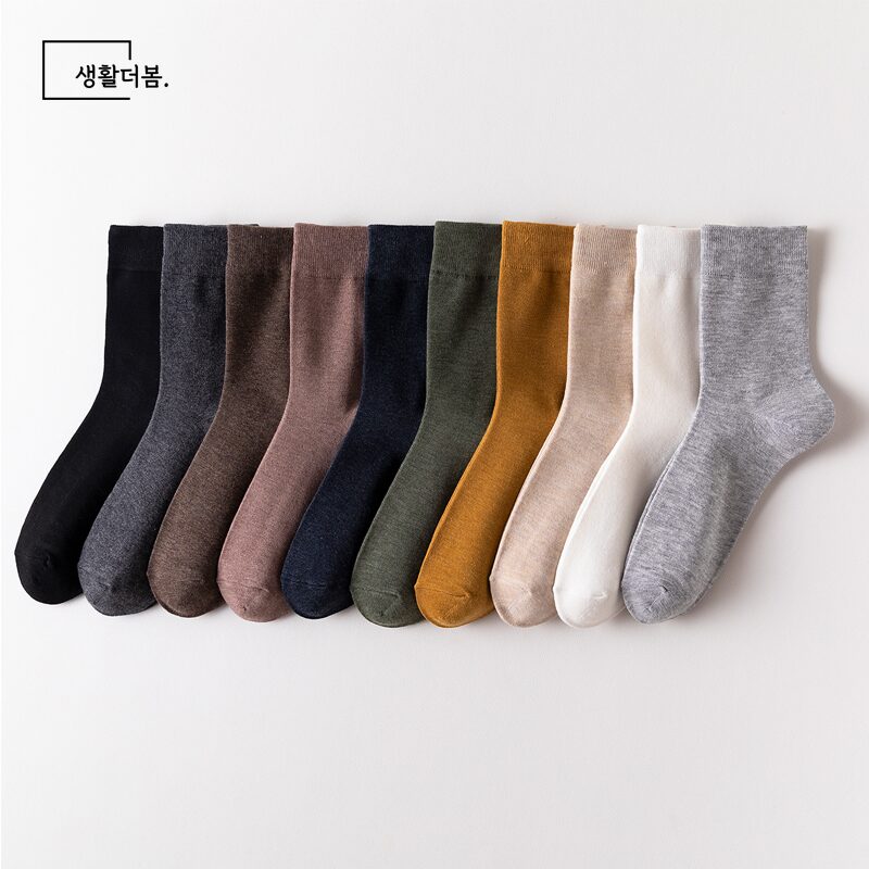 무지 남자 베이직 정장 캐주얼 중목양말 10켤레