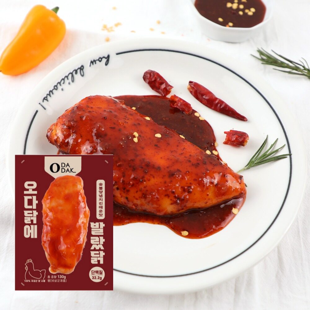 오다닭 소스 닭가슴살 숯불매운맛 130g 1팩