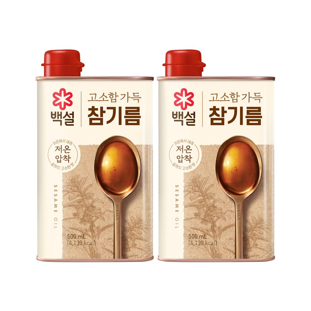 CJ제일제당 백설 고소함 가득 참기름 500ml*2개