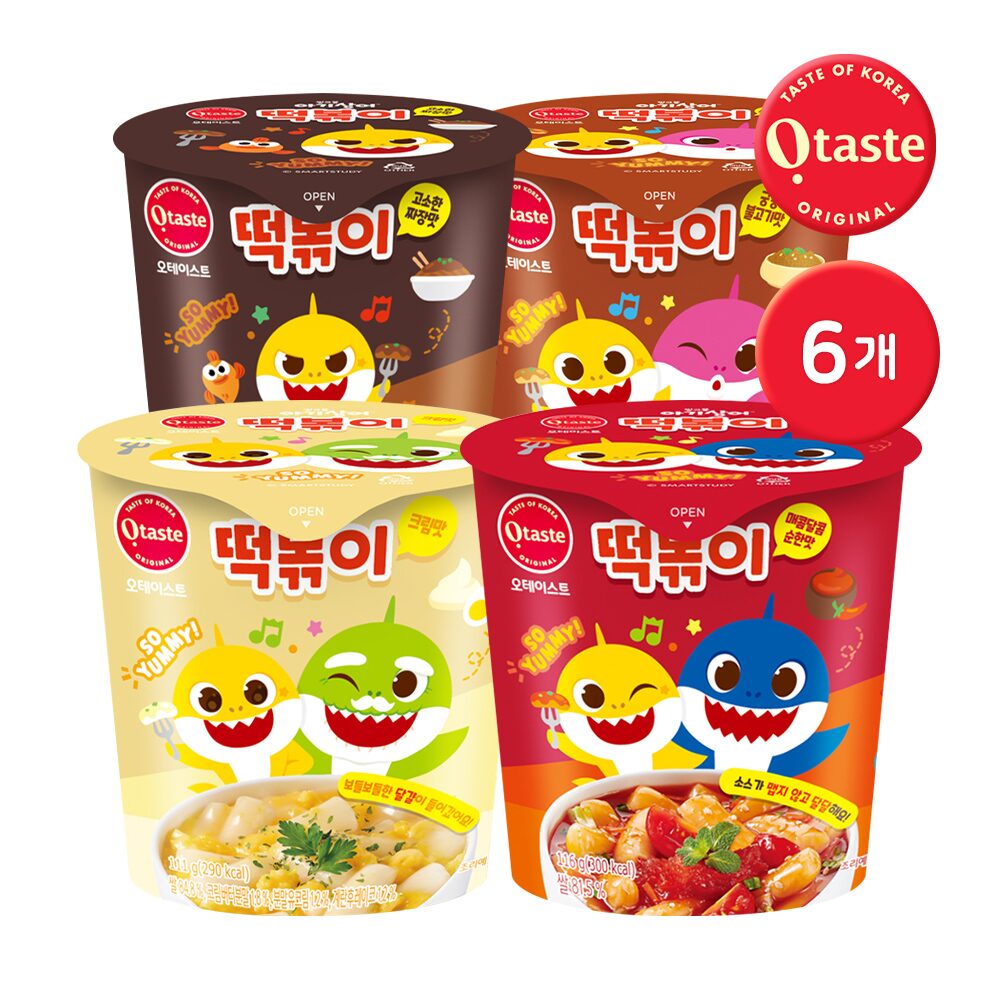 핑크퐁 아기상어 떡볶이 4종(6개구성) / 순한맛 짜장맛 궁중불고기맛 크림맛
