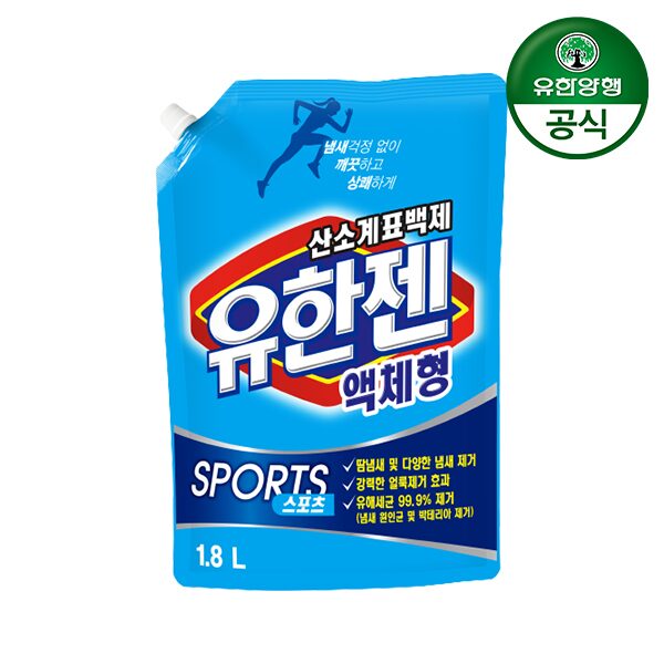 유한젠 산소계 표백제 액체형 스포츠 리필 1.8L 1개