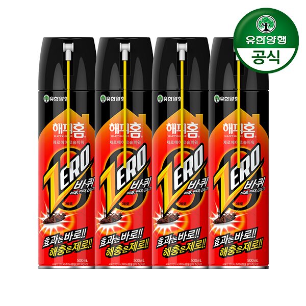 해피홈 바퀴제로 에어로솔 500ml 4개 / 빈대 벼룩 살충제